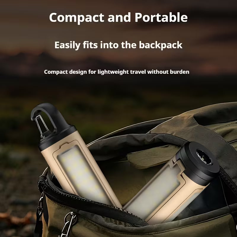 LED Foldable Camping Light – khaki Edition -200 Lumens | Rechargeable USB-C Lantern