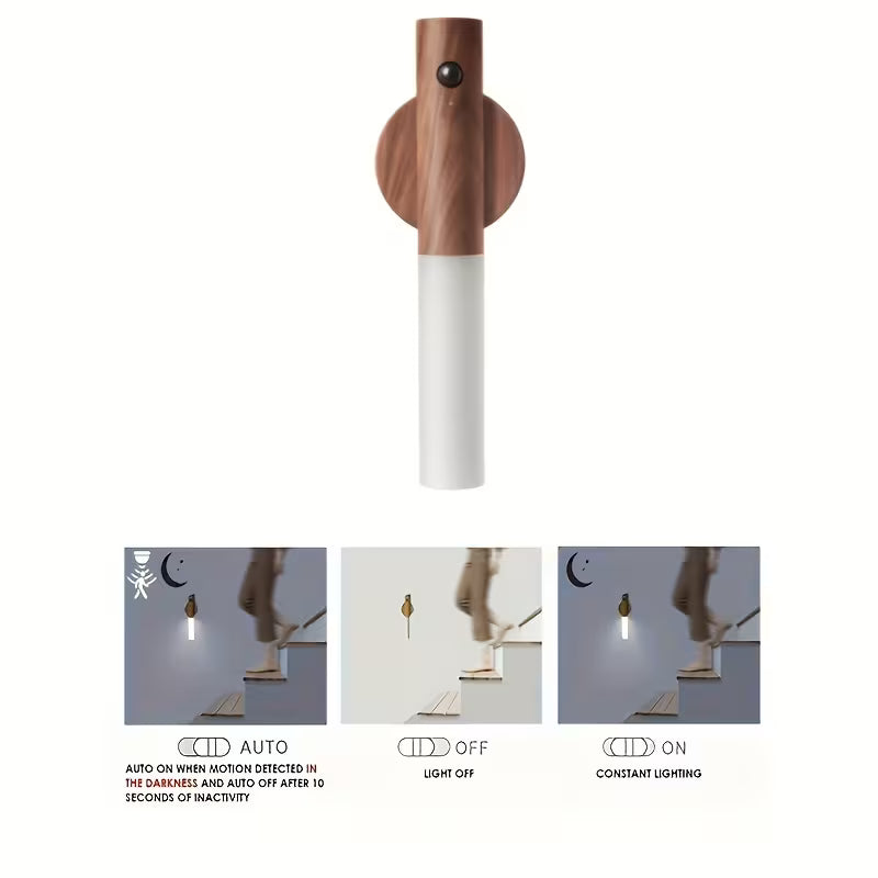 GlowBeam™ Wooden Motion Light | Magnetic | USB Rechargeable | Wireless Wall & Stair Lamp