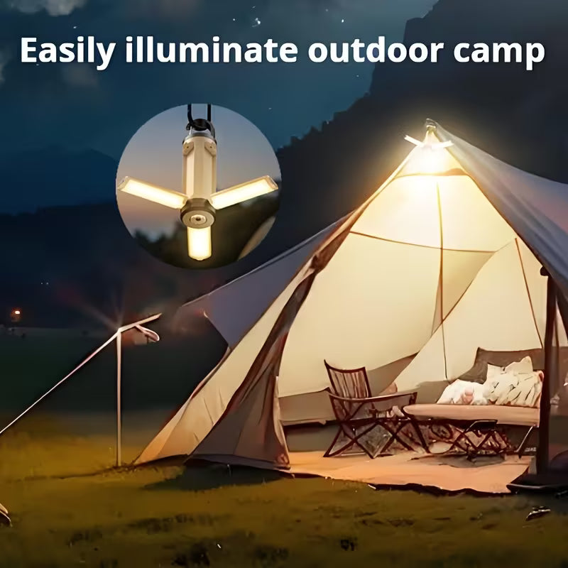 LED Foldable Camping Light – khaki Edition -200 Lumens | Rechargeable USB-C Lantern