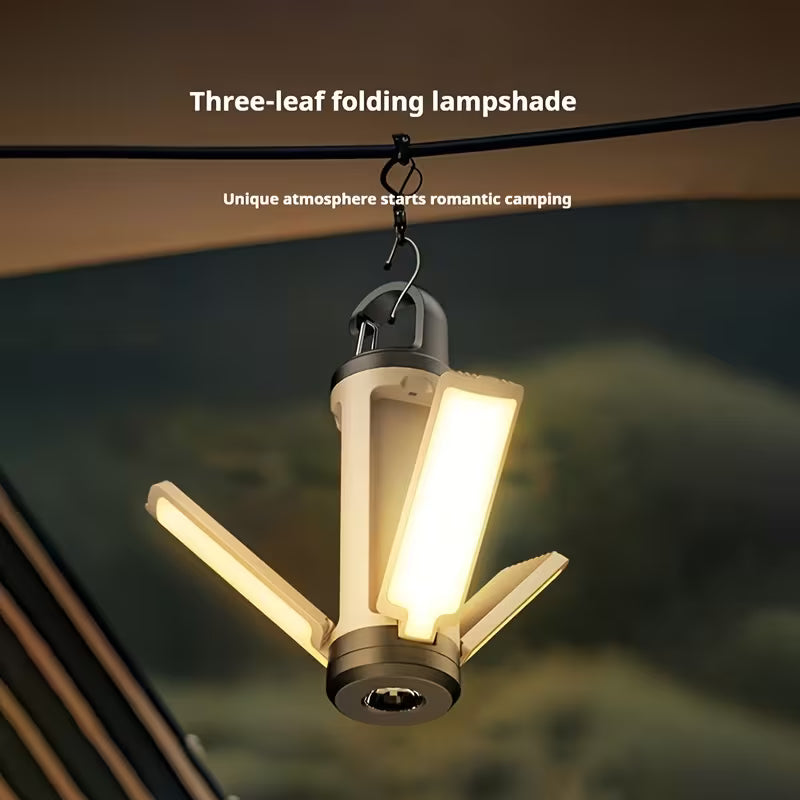 LED Foldable Camping Light – khaki Edition -200 Lumens | Rechargeable USB-C Lantern
