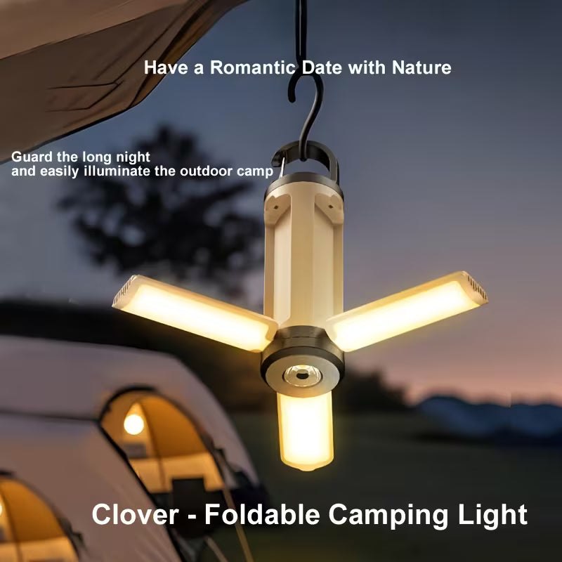 LED Foldable Camping Light – khaki Edition -200 Lumens | Rechargeable USB-C Lantern