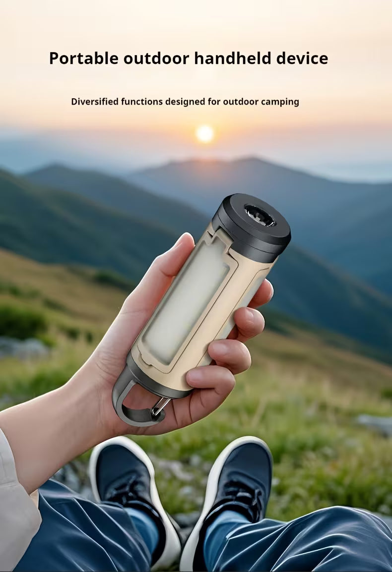 LED Foldable Camping Light – khaki Edition -200 Lumens | Rechargeable USB-C Lantern