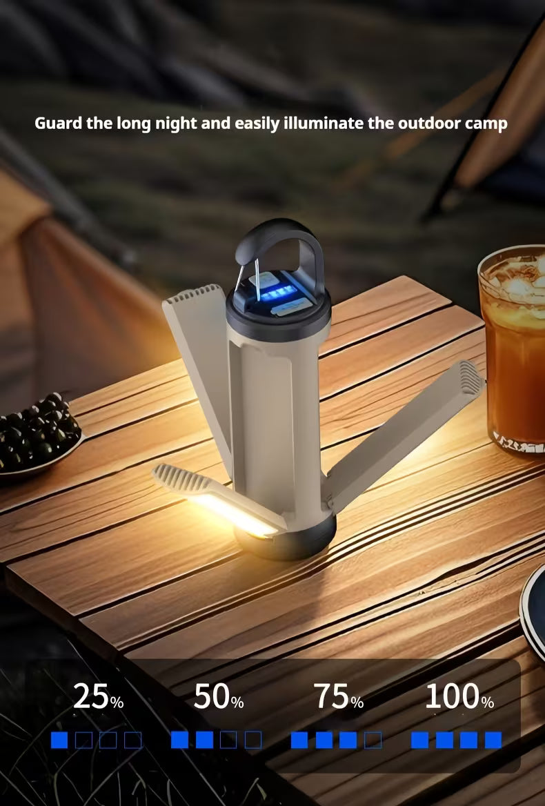 LED Foldable Camping Light – khaki Edition -200 Lumens | Rechargeable USB-C Lantern