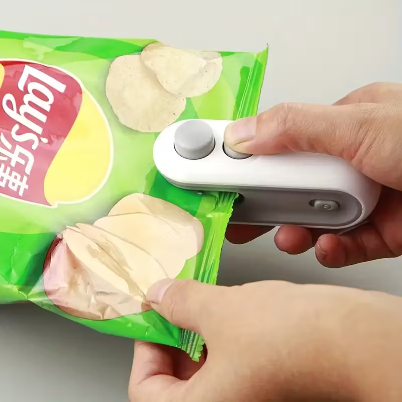 Mini Sealing Machine + Tape Dispenser | Portable Snack & Package Sealer
