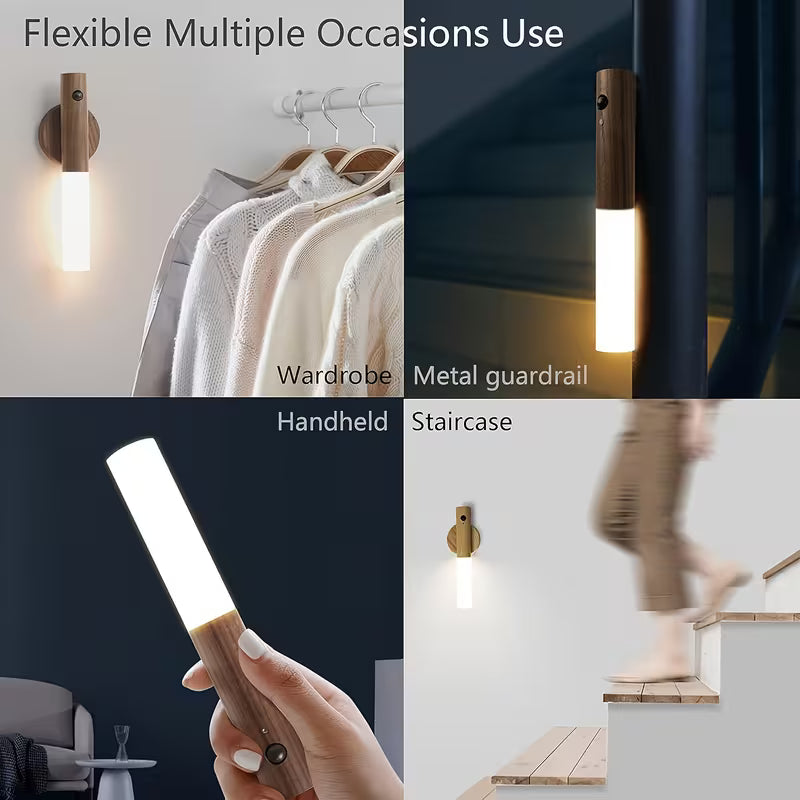 GlowBeam™ Wooden Motion Light | Magnetic | USB Rechargeable | Wireless Wall & Stair Lamp
