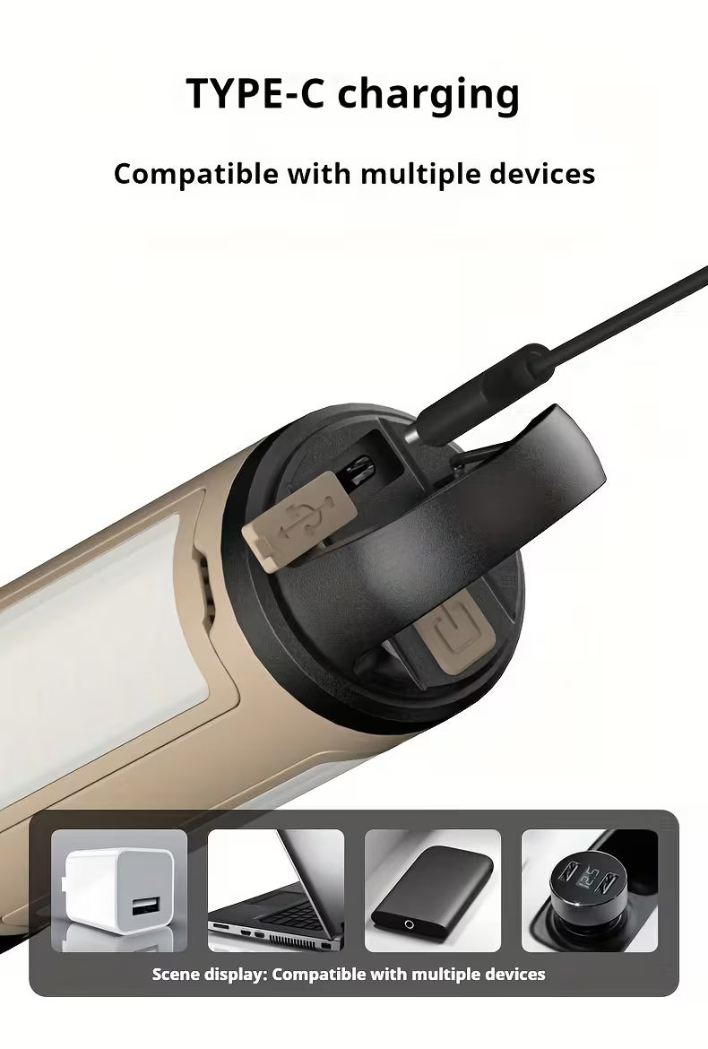 LED Foldable Camping Light – khaki Edition -200 Lumens | Rechargeable USB-C Lantern